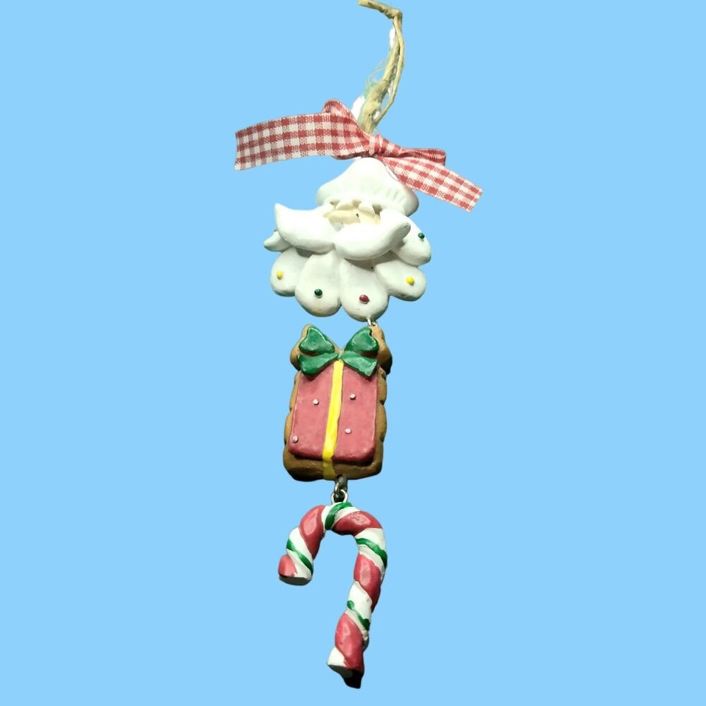 Santa Baker Hat Christmas Ornament Dangle Dough Style Gift Cookie Candy Cane